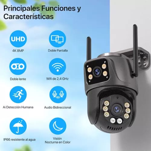 CAMARA DE SEGURIDAD DOBLE LENTE A PRUEBA DE AGUA Y POLVO