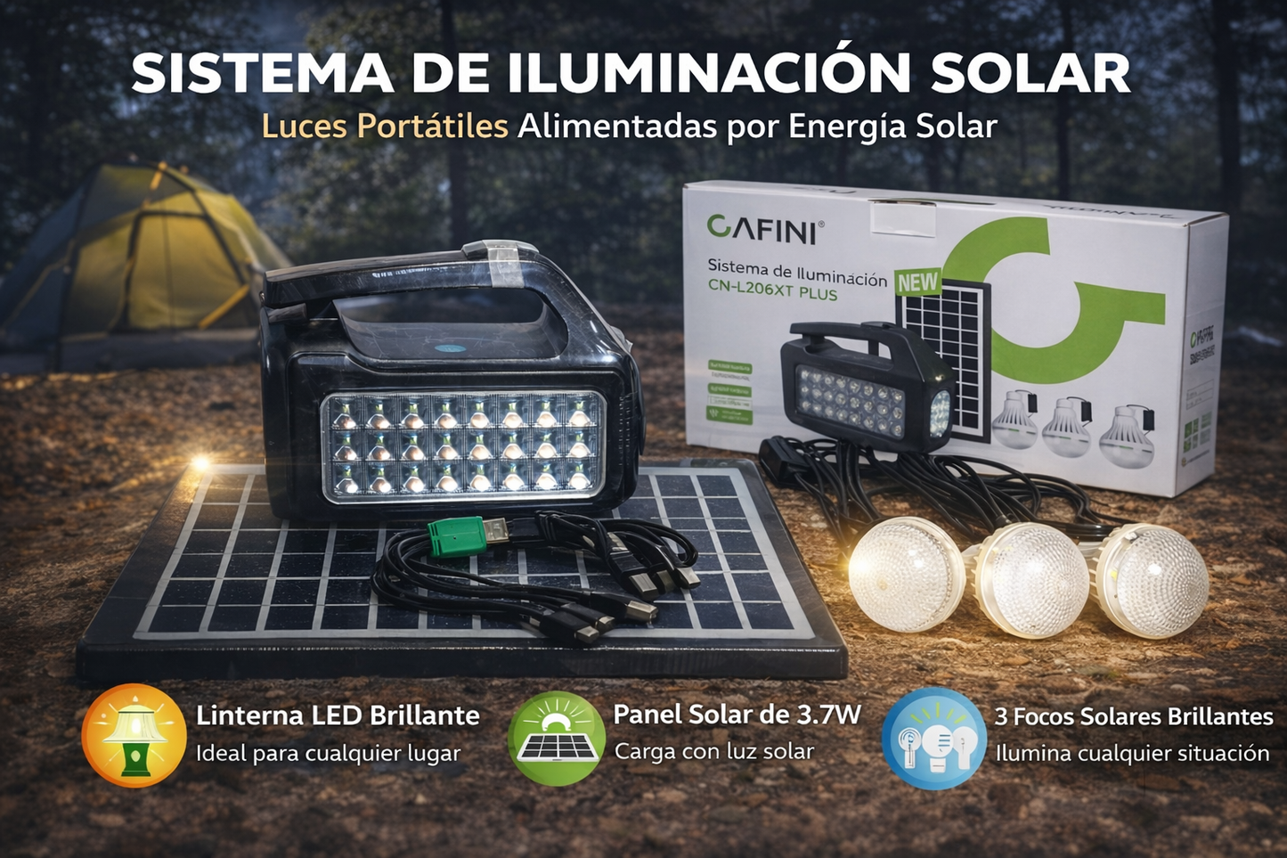 KIT SOLAR DE 3 FOCOS