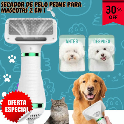 Secador De Pelo Peine Para Mascotas 2 En 1