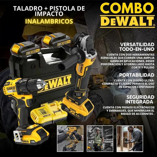 Super Combo Dewalt: Taladro + Atornillador + Martillo Perforador + Amoladora