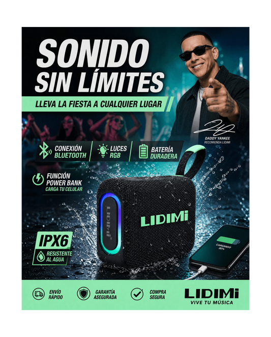 Parlante LIDIMI Bluetooth con Luces RGB,,
